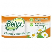Туалетная бумага "Belux" 2х. слойная , 8 шт, белая, длина рулона 19.5 м.